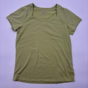 Bob Mackie Shirt Womens XS Green‎ V Neck Short Sleeve Wearable Art Casual Top